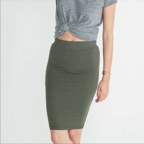 Marine Layer Pencil Skirt Jasmine Olive Green - Picture 4 of 4